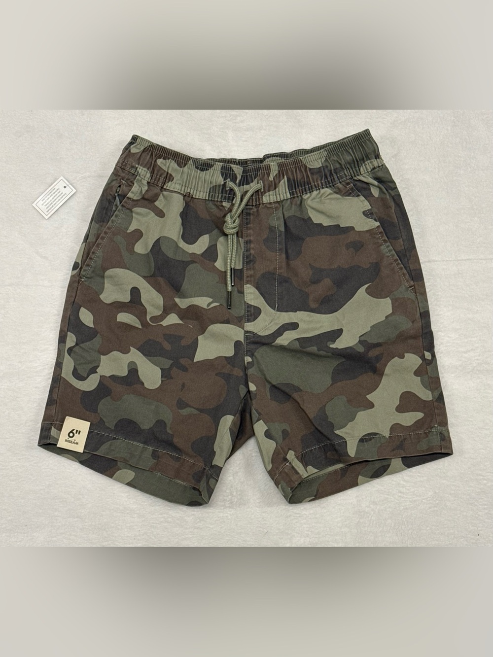 Men’s No Boundaries Sage Camo Flat Front Shorts XS (27) 6” Inseam NWT